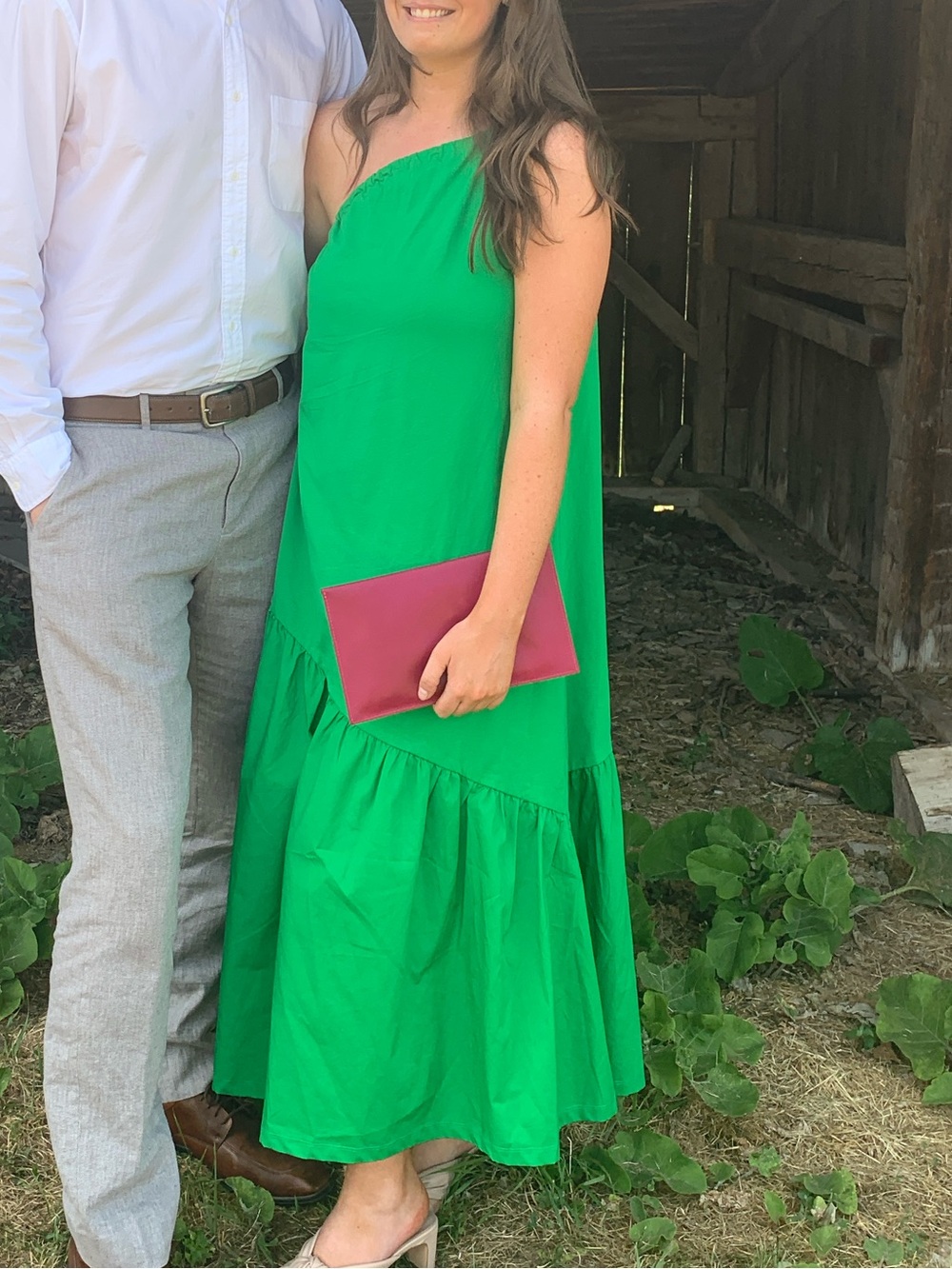 Zara One-Shoulder Green Maxi Dress